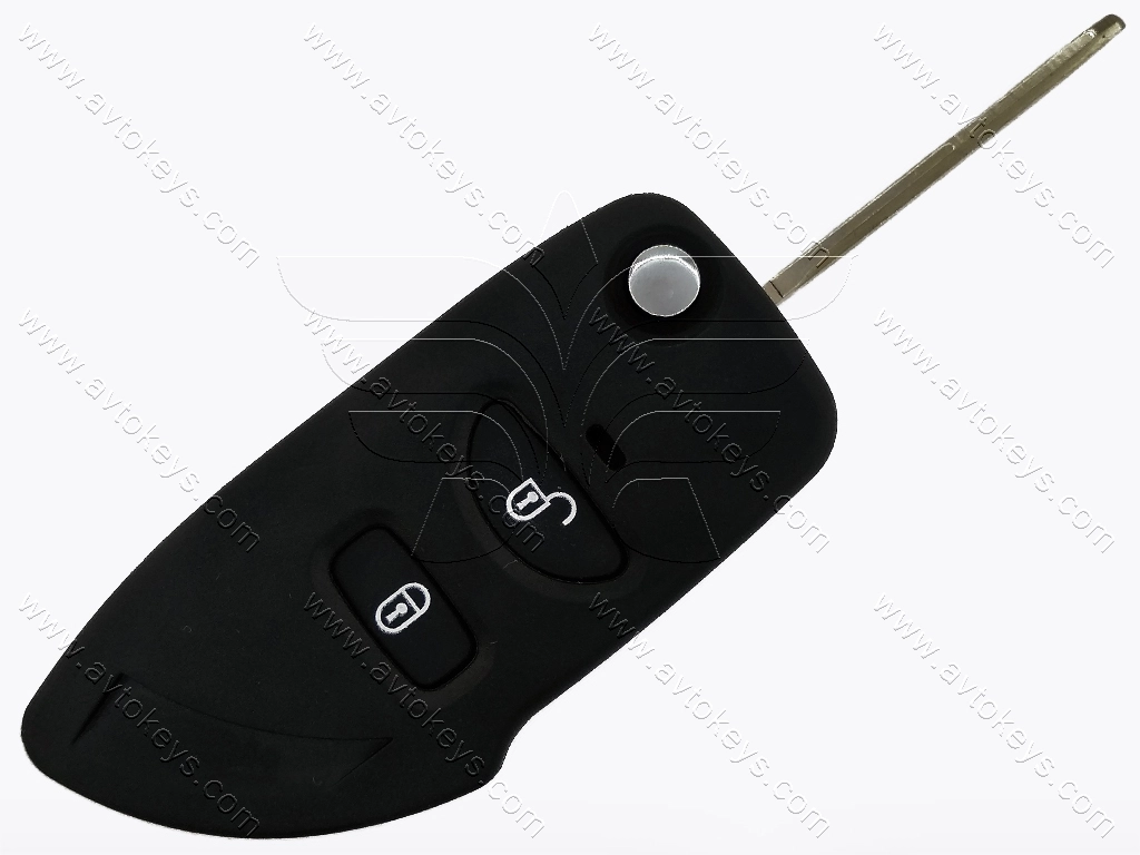 Корпус викидного ключа Hyundai/Kia, 2 кнопки, лезо HYN6, під переробку, з місцем під батарейку, тип 4