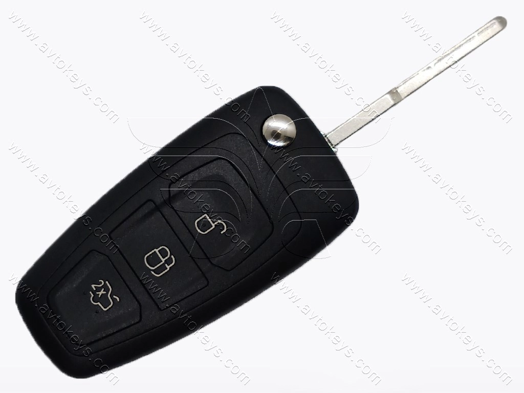 Викидний ключ Ford Focus, Mondeo, Transit та інші, 433 Mhz, 5WK49986, 4D-63 80bit, 3 кнопки, лезо HU101