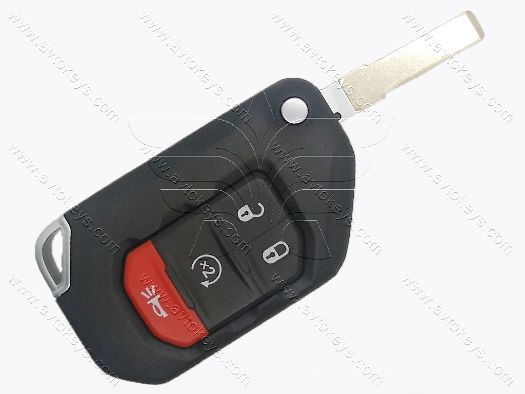 Викидний ключ Jeep Wrangler, Gladiator, 433 Mhz, OHT1130261, PCF7939M/ Hitag Aes / ID4A, 3+1 кнопки, лезо SIP22