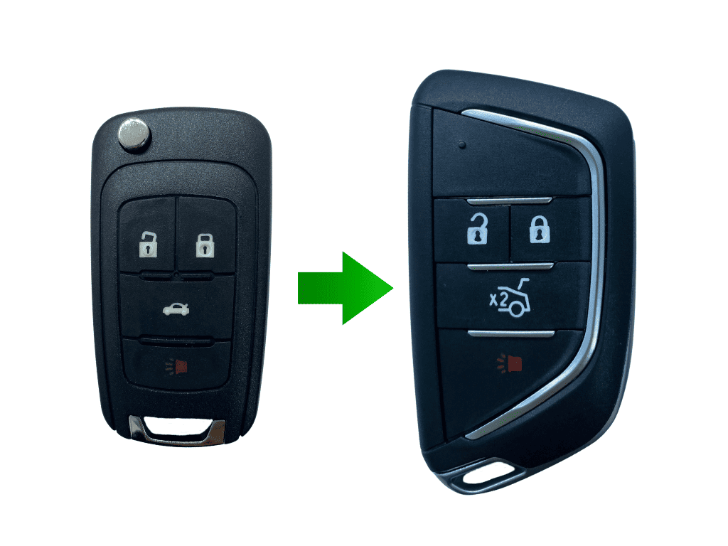 Корпус викидного ключа під переробку Chevrolet Cruse, 3+1 кнопки, лезо HU-100, з логотипом