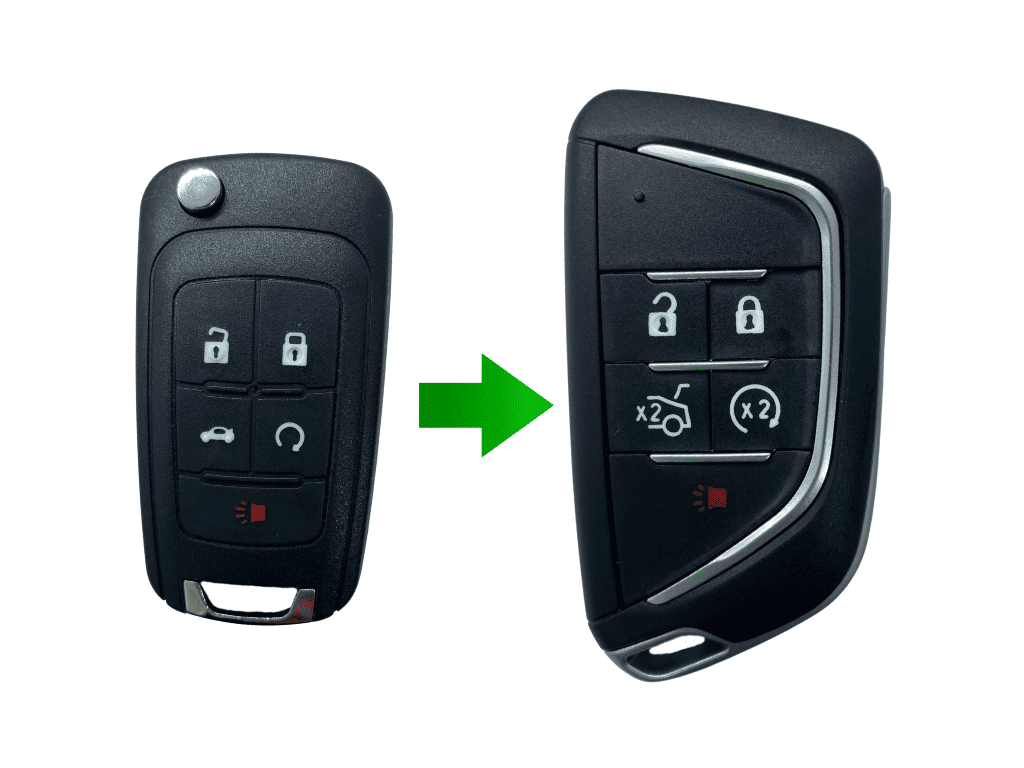 Корпус викидного ключа під переробку Chevrolet Cruse, 4+1 кнопки, лезо HU-100, з логотипом