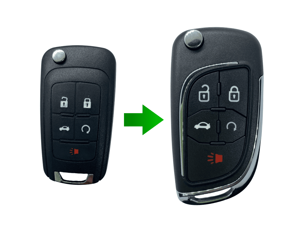 Корпус викидного ключа під переробку Chevrolet Cruse, 4+1 кнопки, лезо HU-100, з логотипом