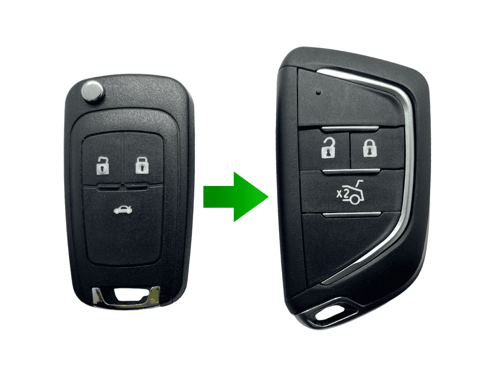 Корпус викидного ключа під переробку Opel/Chevrolet, 3 кнопки, лезо HU-100, з логотипом на вибір