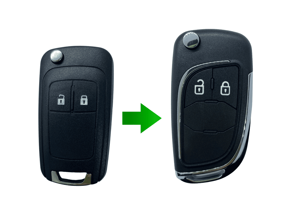 Корпус викидного ключа під переробку Opel/Chevrolet, 2 кнопки, лезо HU-100, з логотипом на вибір